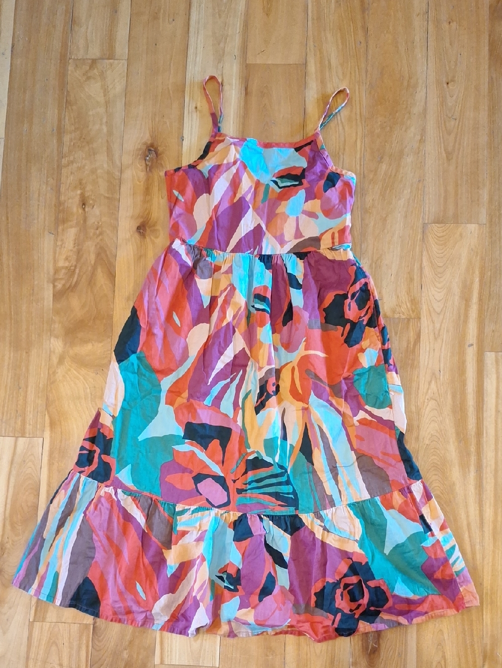 GAP Kids Tiered Colorful Floral Cotton Midi Dress Size Large